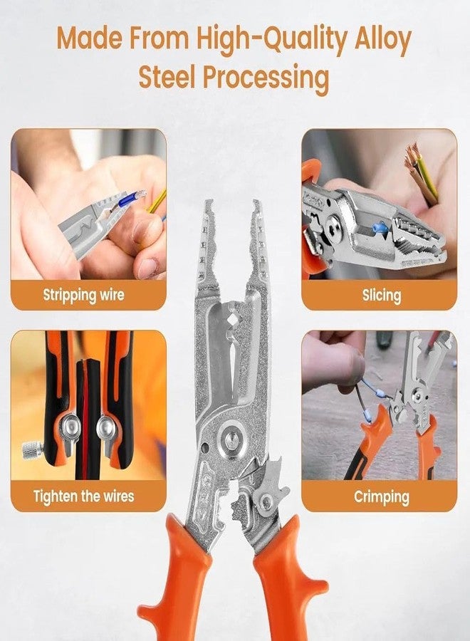 DMDENT Folding Multifunction Electrician Pliers - Wire Stripper, Cutter & Crimper Tool, Compact Heavy-Duty Stainless Steel with Non-Slip Handle - Image 3